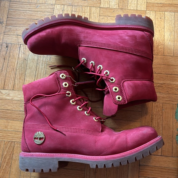 Timberland 6" Premium Waterproof Boots Red/Gold Size 9 Men’s - Picture 4 of 4